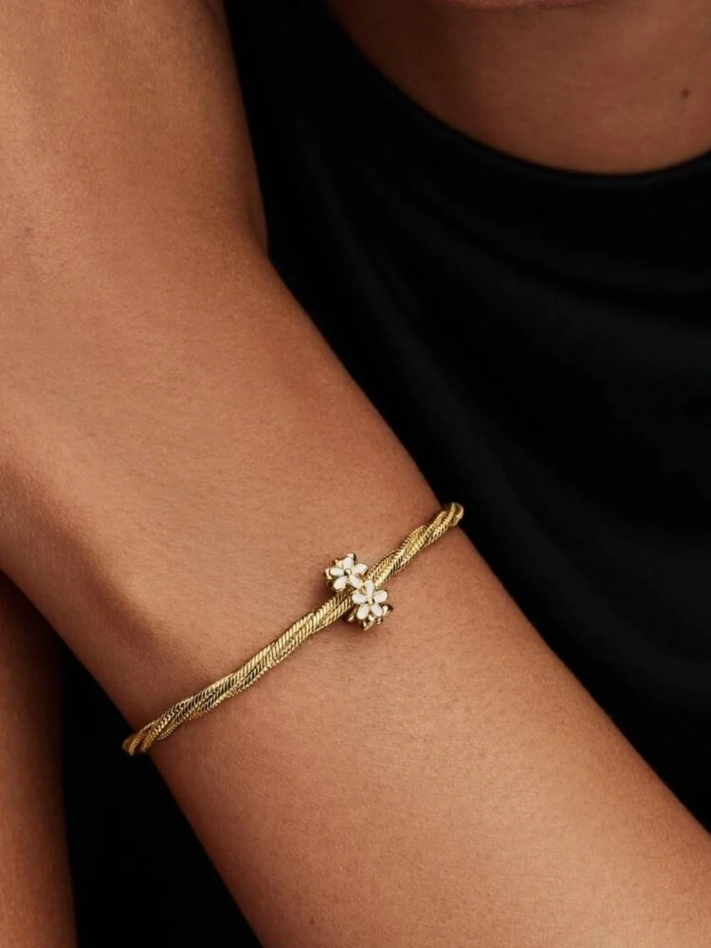 Pandora White Daisy Flower Spacer Charm
